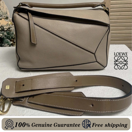 LOEWE Medium Puzzle Bag in Sand Soft Grained Calfskin  Crossbody Bag authentic