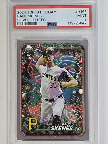 2024 TOPPS HOLIDAY SILVER GLITTER #H165 PAUL SKENES RC PSA 9