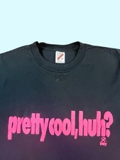 Vintage Pretty Cool Huh T Shirt Men Large Jerzees Black Pink Graphic Made In USA