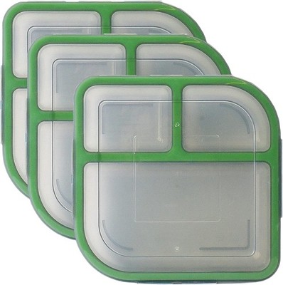 MyGo Container Large To-Go 3-Compartment Food Containers, Pack Of 3, 9-3/8'' X 9-