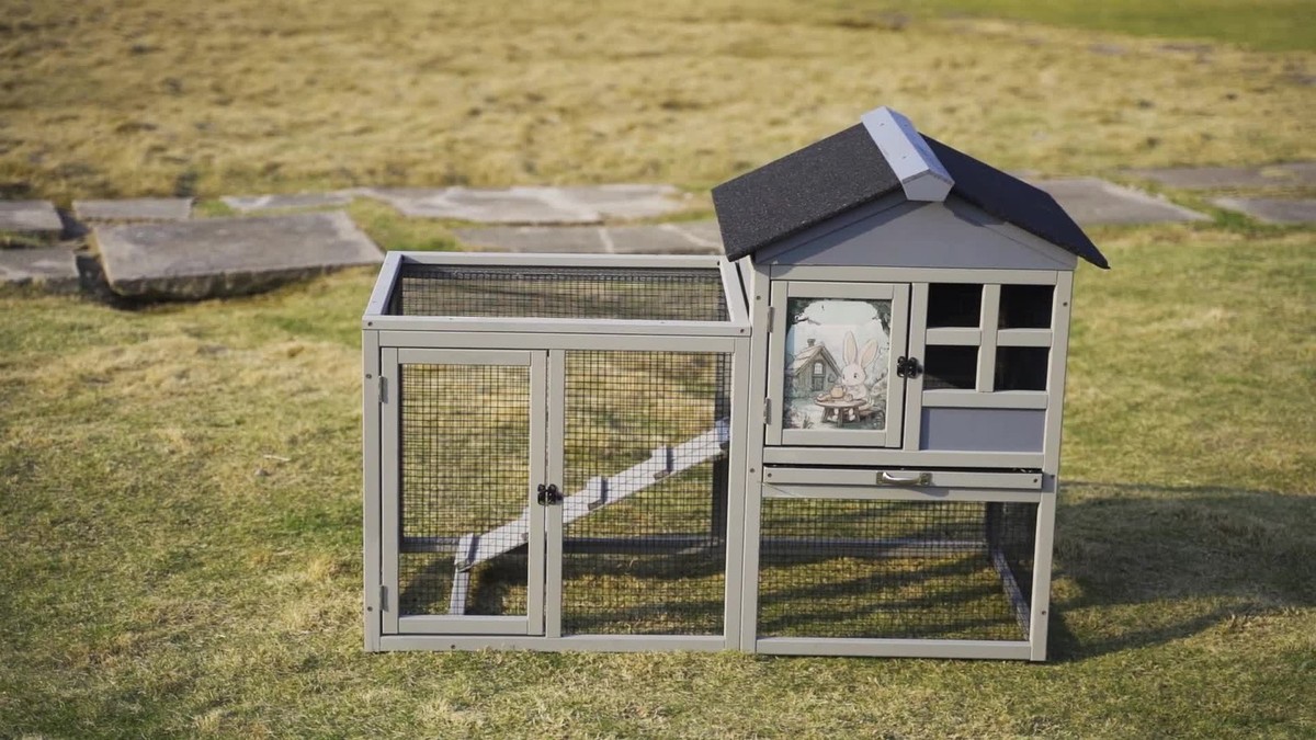 ラビット222 800×1000BLACK5枚 48'' 2-Tier Rabbit Hutch Wooden Bunny Cage Pet Cage with Run