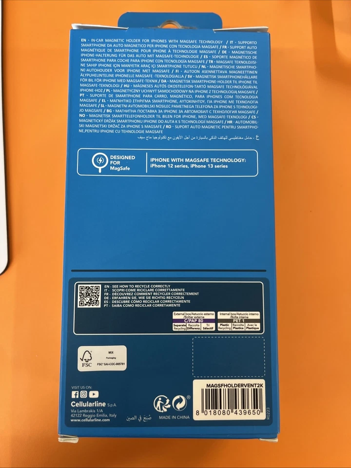 Supporto auto smartphone Cellular Line Touch Mag Air Vents MAGSFHOLDERVENT2K - Immagine 3 di 3