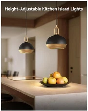 Dome Pendant Light Fixture Black Gold 9.8” Dimmable Modern Farmhouse Industrial