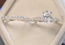 2.40Ct Oval-Cut Lab Grown Diamond Solitaire Bridal Wedding Set 14K White Gold