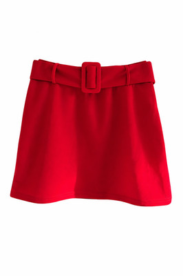 Shein's Buckle Belted Solid Mini Skirt
