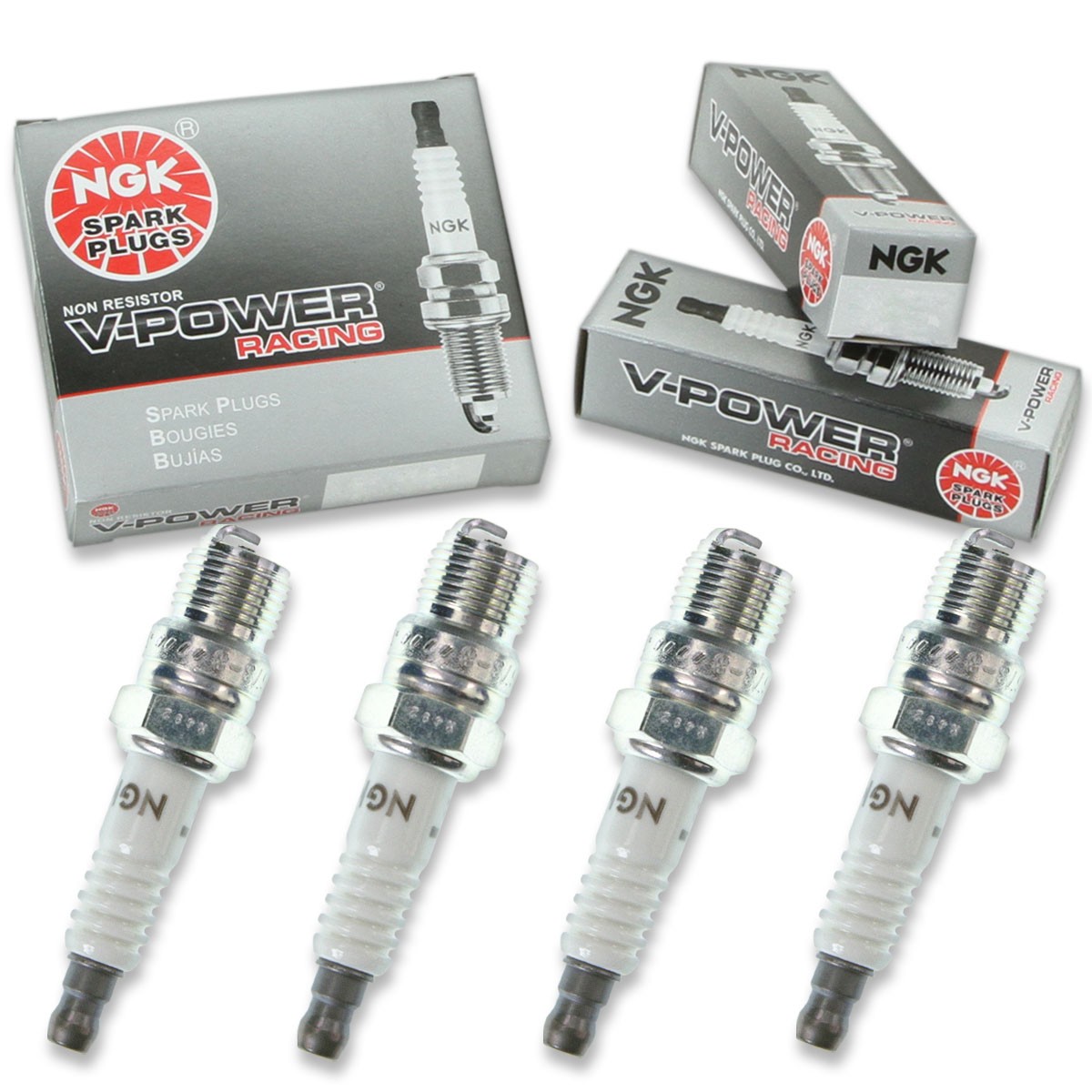 4pcs NGK 3249 V-Power Racing R5673-8 Inboard Marine Spark Plug Tune Up Kit al