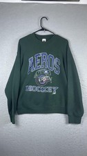 Vintage Houston Aeros Sweatshirt Mens Large Green Hockey Fruit Of The Loom