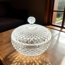 21oz Glass Candy Jar with Lid Large Clear Crystal Candy Bowl Container