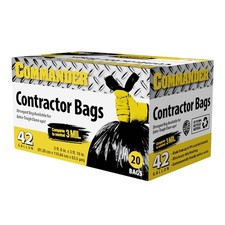 Commander 42 Gallon 2.5 MIL Black Heavy Duty Garbage Trash Bags - 32" x 46" -...