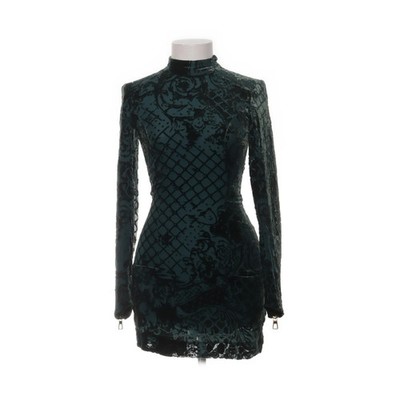 Balmain x H&M, Kleid, Größe: 34, Grün, Seide/Viskose, Schlangenhaut, Samt #EbV