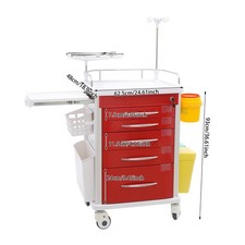 5 Drawers Rolling Crash Cart Utility Medical Trolley For Clinic Nursing Center