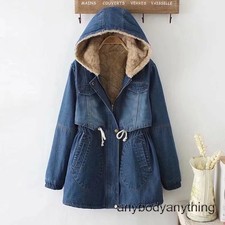 Womens Winter Warm Long Jacket Fleece Lined Thicked Coat Hooded Long Outwear New