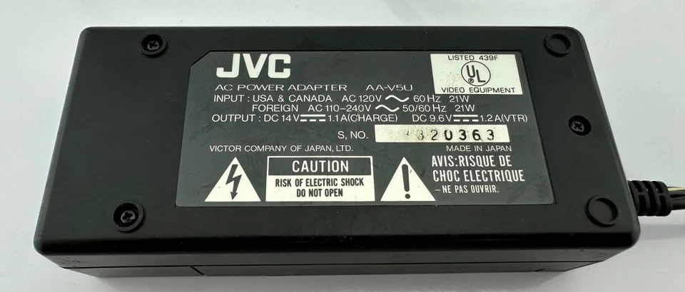 Genuine JVC AA-V5U AC Power Adapter Charger for JVC Camcorder OEM -TESTED - Image 2 of 4