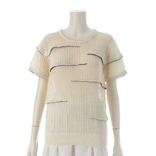 ISSEY MIYAKE 70-80s linen All Style Mesh Short Sleeve knit tops off white on...