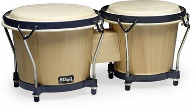 Stagg Bongos Wooden Drum Set - Natural -  6'' & 7'' Heads