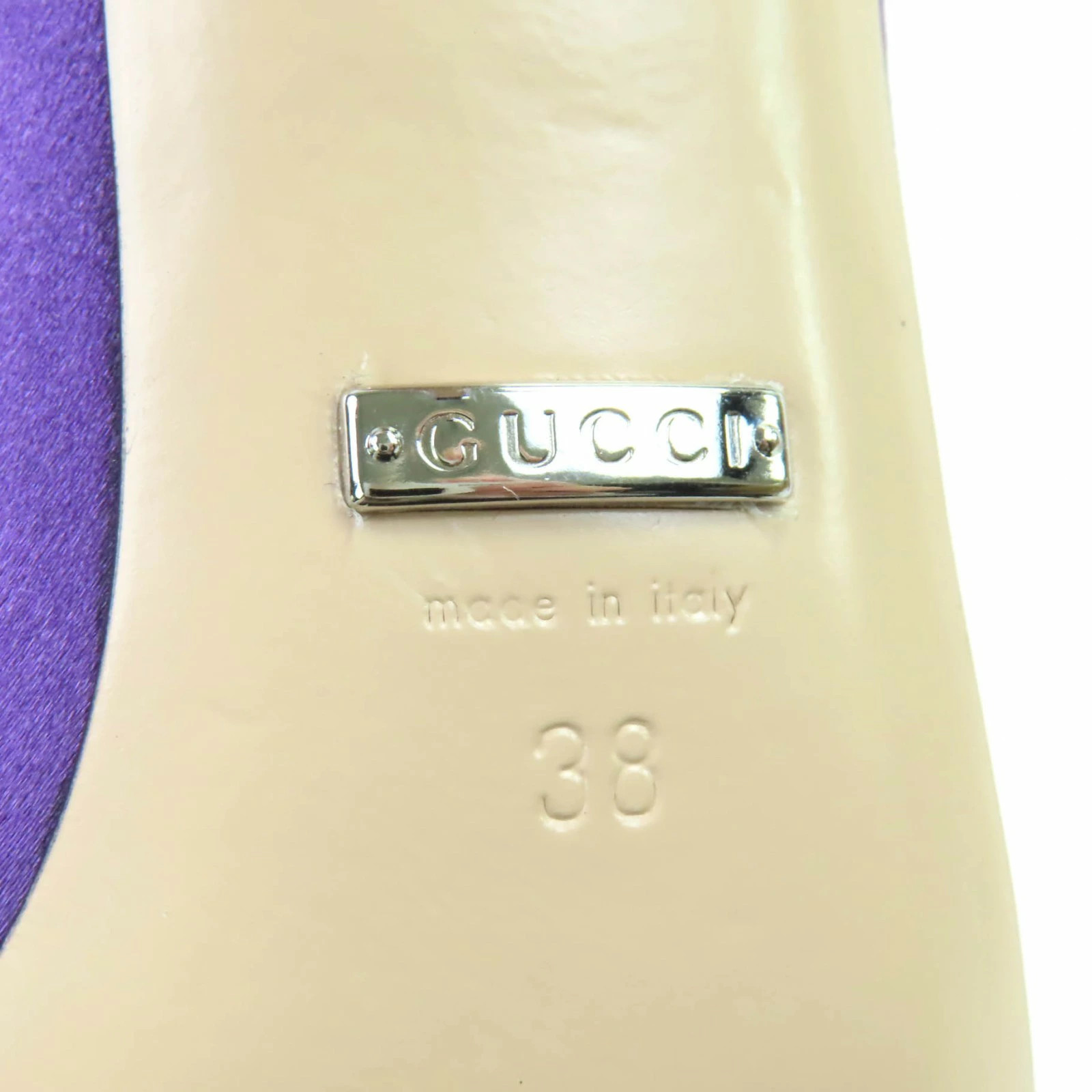 GUCCI 771594 Horsebit Crystal Satin Mule Sandals Purple 38 and storage bag Made thumbnail 12