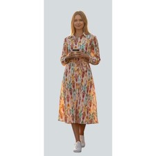5106)ZARA the Melinda Oyster White Geo Print Button Cotton Midi Summer Dress XS