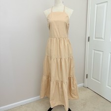 GAP Tie-Back Halter Maxi Dress Sand Beige Womens Size 14