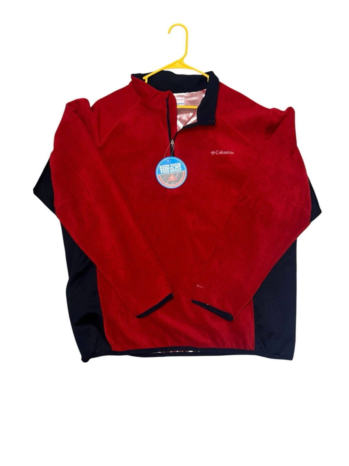 Columbia Omni-Heat Fleece Pullover 3XL Red Black 1/4 Zip Jacket Mens NWT