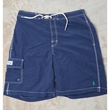 Vintage Polo Ralph Lauren Swim Trunks shorts Mens size M Blue mesh lined "9 EUC