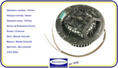 Motore Per Cappa Aspirante Universale Elica | 3 Velocità 135W 187mm Rotazione Oraria