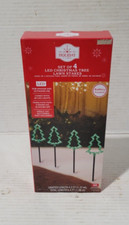 Holiday Time Set of 4 LED Christmas Tree Battery Operated Lawn Stakes Yard Decor