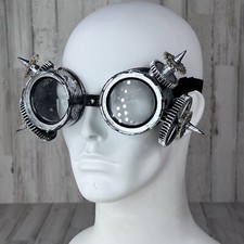 Silver Steampunk Spike Goggles Mask Burning Man Party Costume Halloween