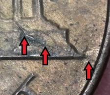 1983-P Philadelphia Lincoln Memorial Penny/Cent Die Crack Error/Variety Cir