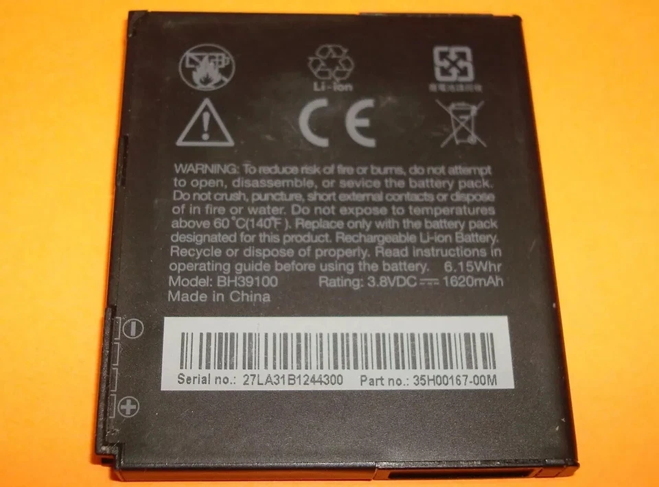 Batería de iones de litio OEM de 1620 mAh BH39100 35H00167-01M para AT&T HTC Vivid 4G X710A Foto 2 de 2
