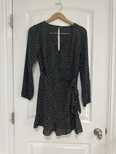 Abrocrombie Fitch Black And White Polka Dot Long sleeve Dress Women Size Small