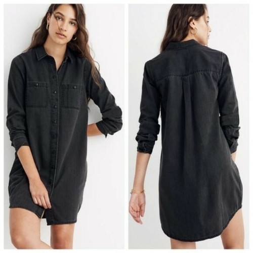 Madewell black denim long sleeve button 
