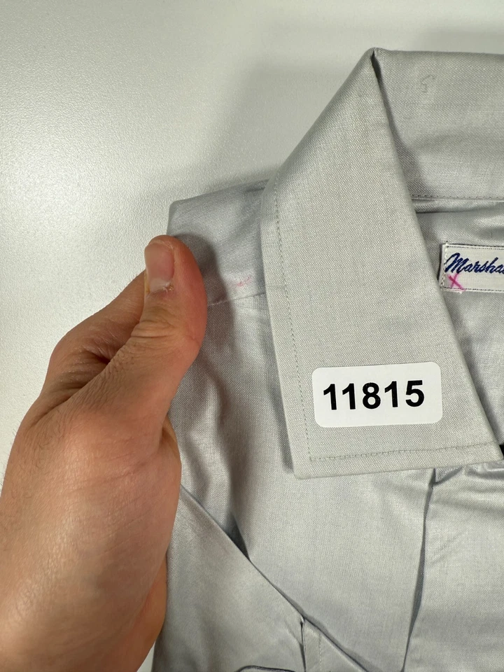 Camisa de vestir gris abotonada Marshall Field & Co de colección nueva con etiquetas talla 16 hecha en EE. UU. Foto 3 de 4