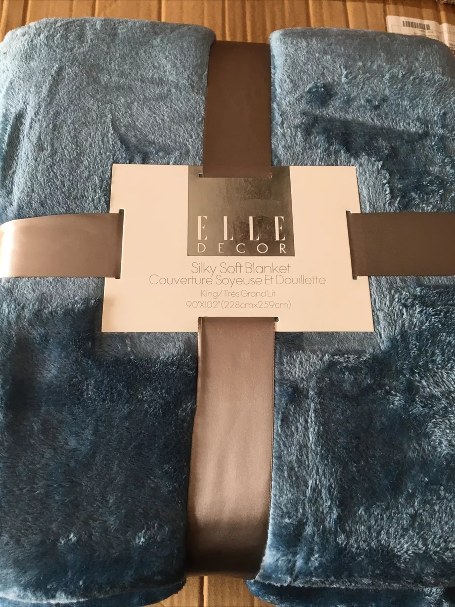 Elle Decor King Blanket Silky Soft Plush Warm Agean Blue 90 X 102