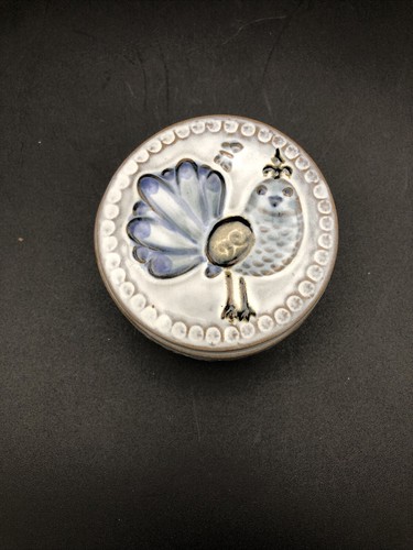 Einzigartige Keramik Schmuckschatulle Pfau Blau Porzellan 7,5cm - Bild 4 von 5
