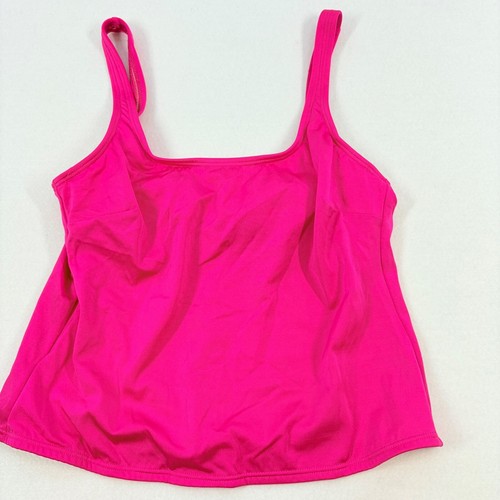 Lands End Women's Two Piece Tankini Swimsuit Size 14 Neon Pink Beach Bright Fun - Picture 2 of 10