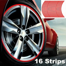 16X Red Reflective Car Rim Wheel Tape Stickers Decal Stripe For 18" Wheel Hub