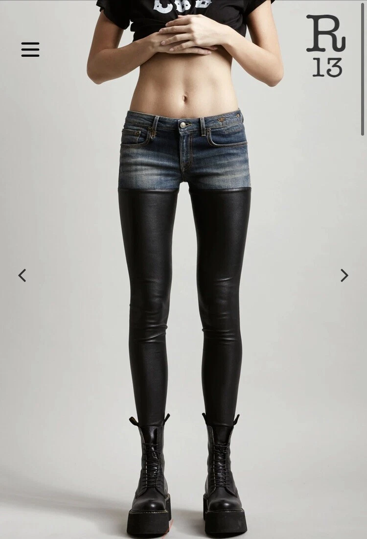 R13 leather store chaps jeans