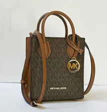 MICHAEL KORS MERCER XS NS SHOPPER SHOULDER CROSSBODY BAG MK BROWN