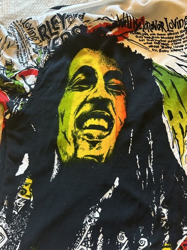 Vtg Bob Marley all over print camp shirt Multicolor 90s Reggae Music USA SZ XXL - Picture 3 of 8