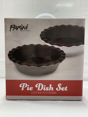 Parini Cookware Glazed Non-Stick Stoneware Bakeware Pie Dish Set New In ...