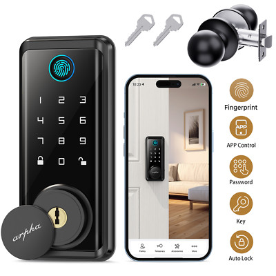 ARPHA Keyless Entry Smart Door Lock＆Handle, Fingerprint Electronic Keypad App