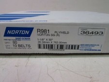 NORTON R981 ABRASIVE SANDING BELTS 1-1/8" X 30" 80 GRIT LOT OF 10 NIB