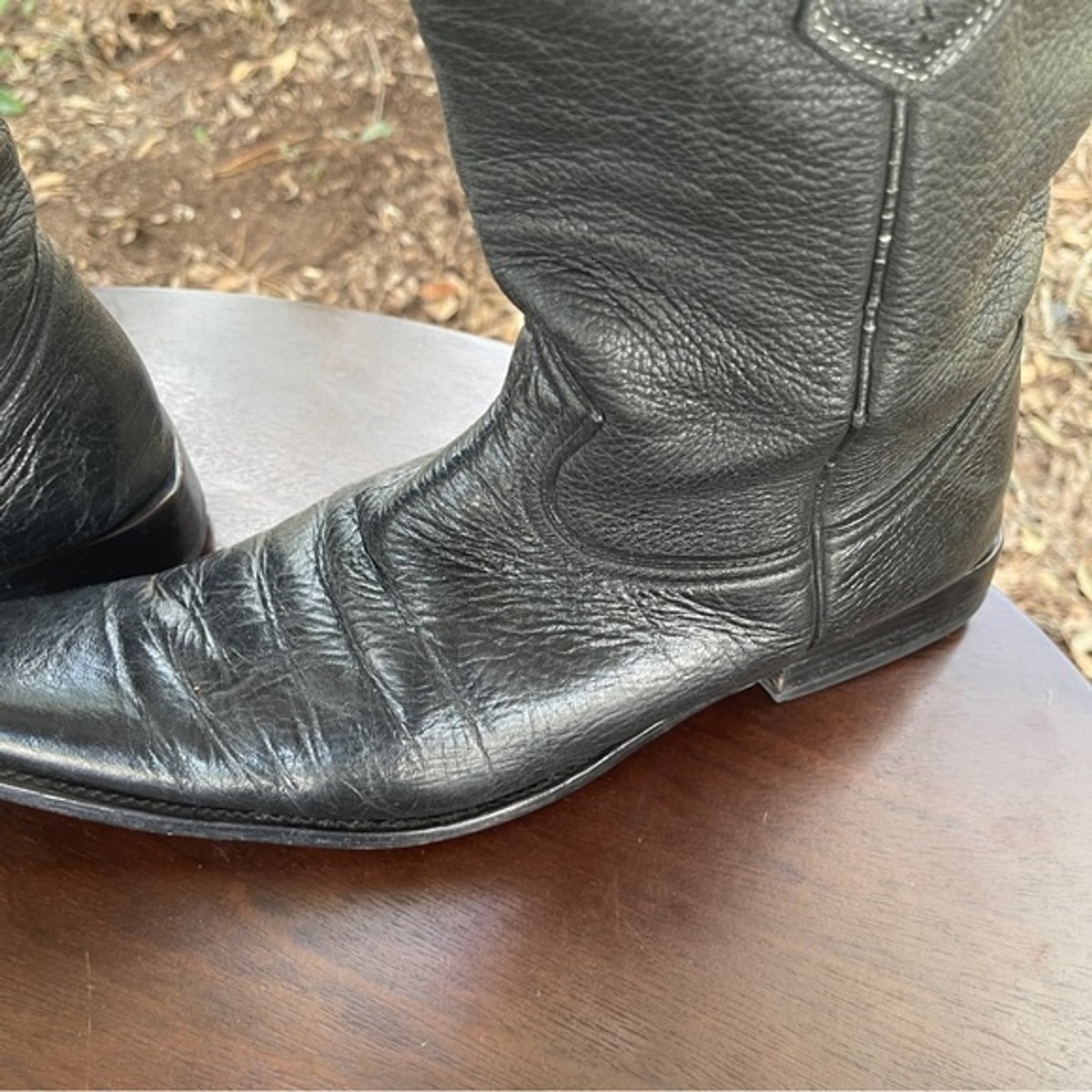 LOS ALTOS BOOTS Black Genuine All-Over Elk Square Toe Cowboy  display picture 1