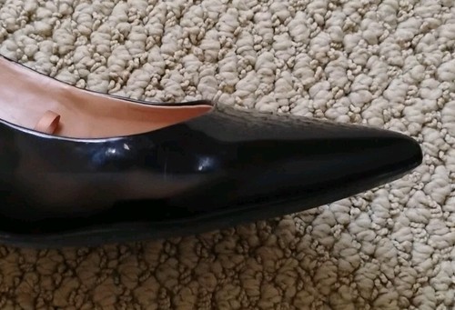 CALVIN KLEIN Womens BLACK Patent Leather SlingBack Kitten Heels Pumps Shoes 8.5M - Picture 7 of 12