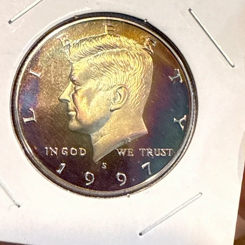 1997-S Silver PF Kennedy Half Dollar 🌈 On Both Obv & Rev.