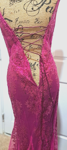 CINDY KOLLEKTION ABSCHLUSSBALLKLEID FUSCHIA PASSFORM & FLARE A-LINE KORSETT RÜCKFOLGE GLIT - Bild 10 von 19