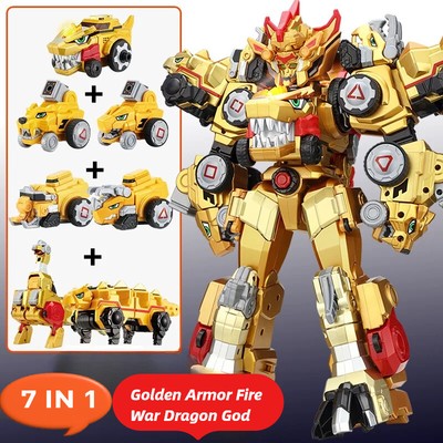 Dino Core Golden Ultimate D-Buster Tyranno Figure 7 in 1 Dinosaur Robot Combiner
