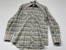 Wrangler 15 1/2x34 men s long sleeve pearl snap plaid western shirt