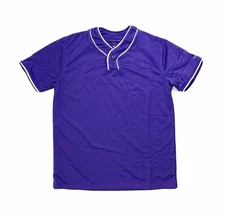 Alleson Athletic 2 Button Henley Baseball Jersey Purple White Piping Youth S M L