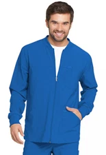 Royal Blue Dickies Scrubs Dynamix Mens Zip Front Warm Up Jacket DK310 ROY